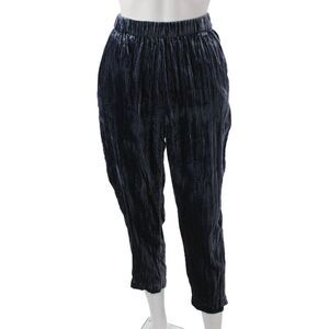 Ettitwa Women Ankle Pants Blue Viscose Pull On Solid Size S